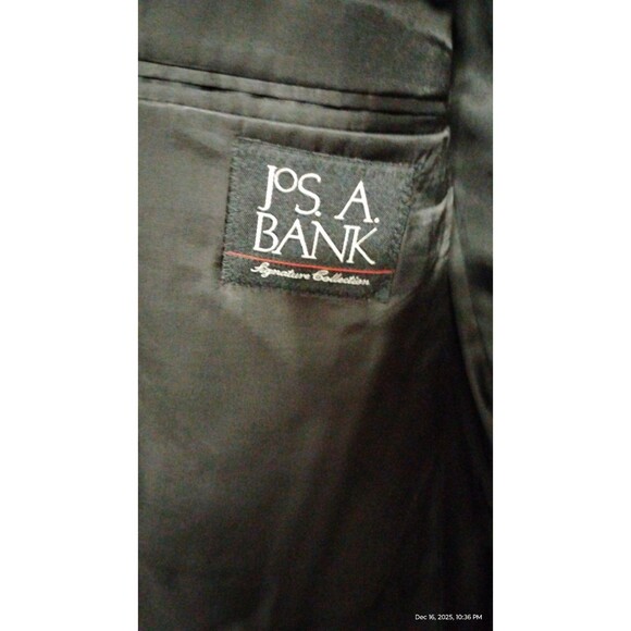 Jos A Bank Black Wool Tuxedo Jacket 48LG Center Vent Notch Lapel Blazer - Picture 3 of 9